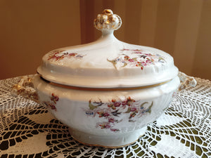 Soup tureen rose and gold