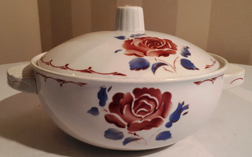 Soup tureen rose and blue