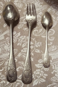 Silvery metal cutlery